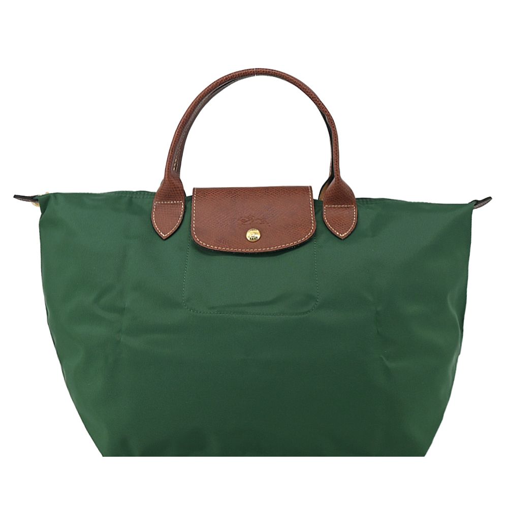 LONGCHAMP LE PLIAGE系列短把再生尼龍摺疊水餃包(中/英式綠)/平行輸入
