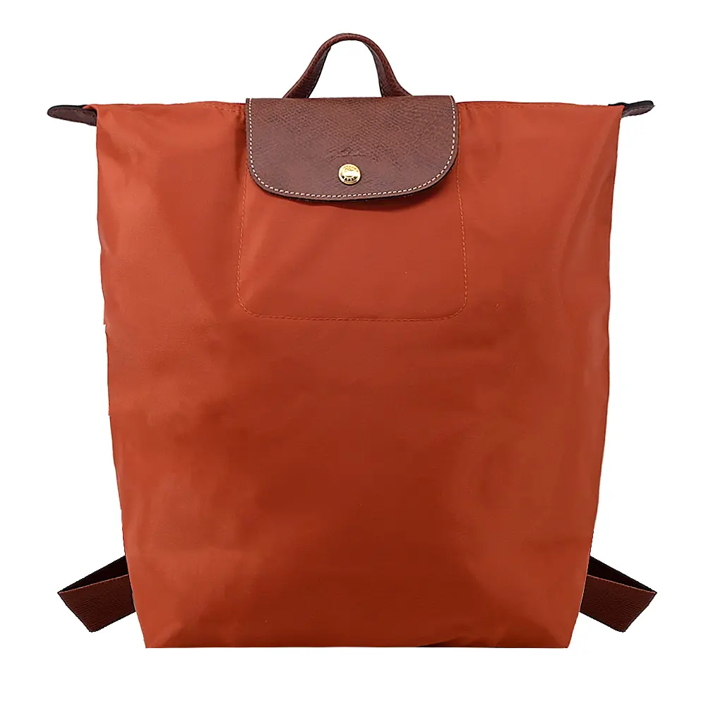 LONGCHAMP LE PLIAGE系列再生尼龍摺疊後背包(中/磚紅)/平行輸入