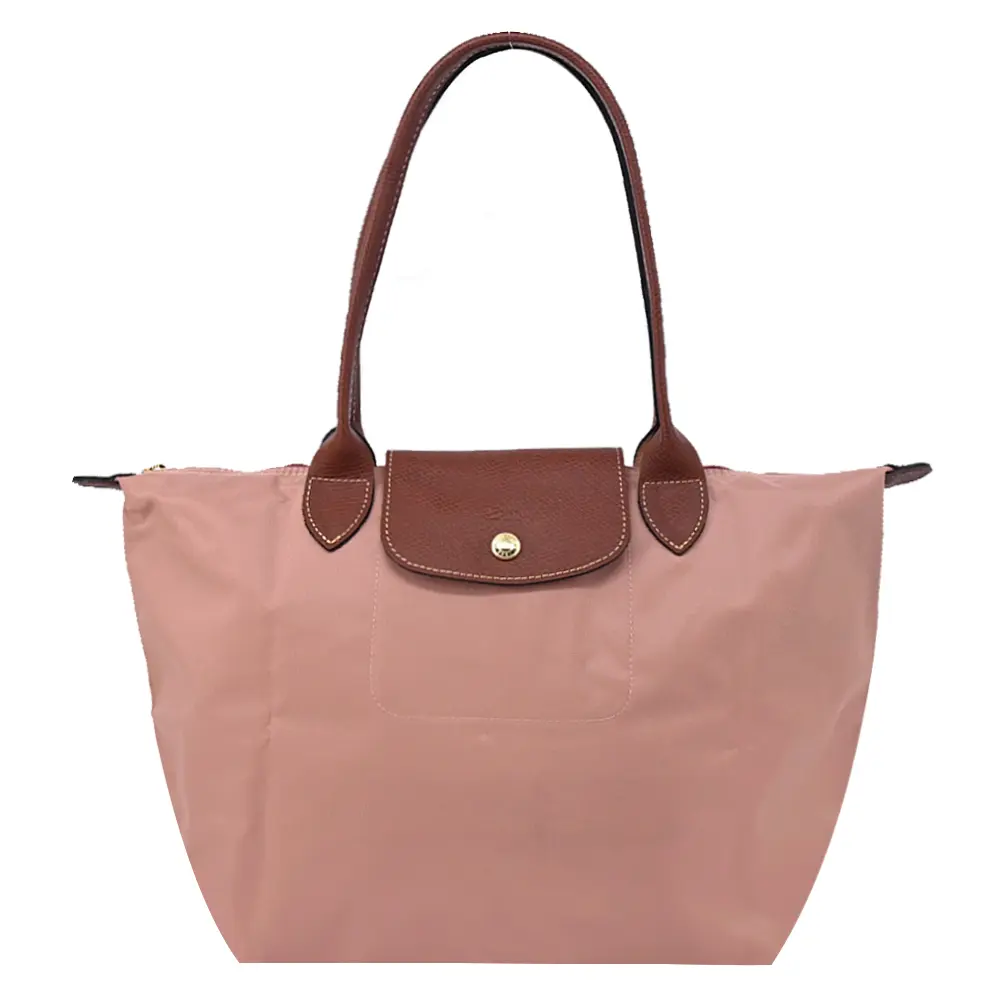 LONGCHAMP LE PLIAGE系列長把再生尼龍摺疊水餃包(中/粉紅茶)/平行輸入
