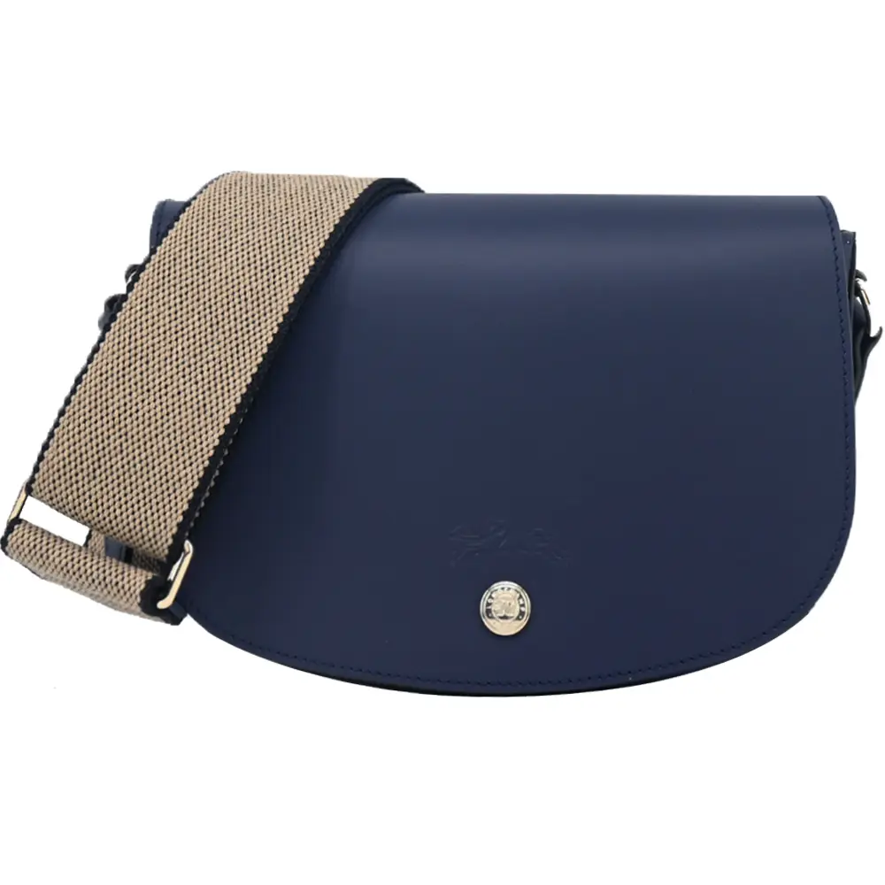 LONGCHAMP ÉPURE系列滑面小牛皮半月型斜背包(小/海軍藍)/平行輸入