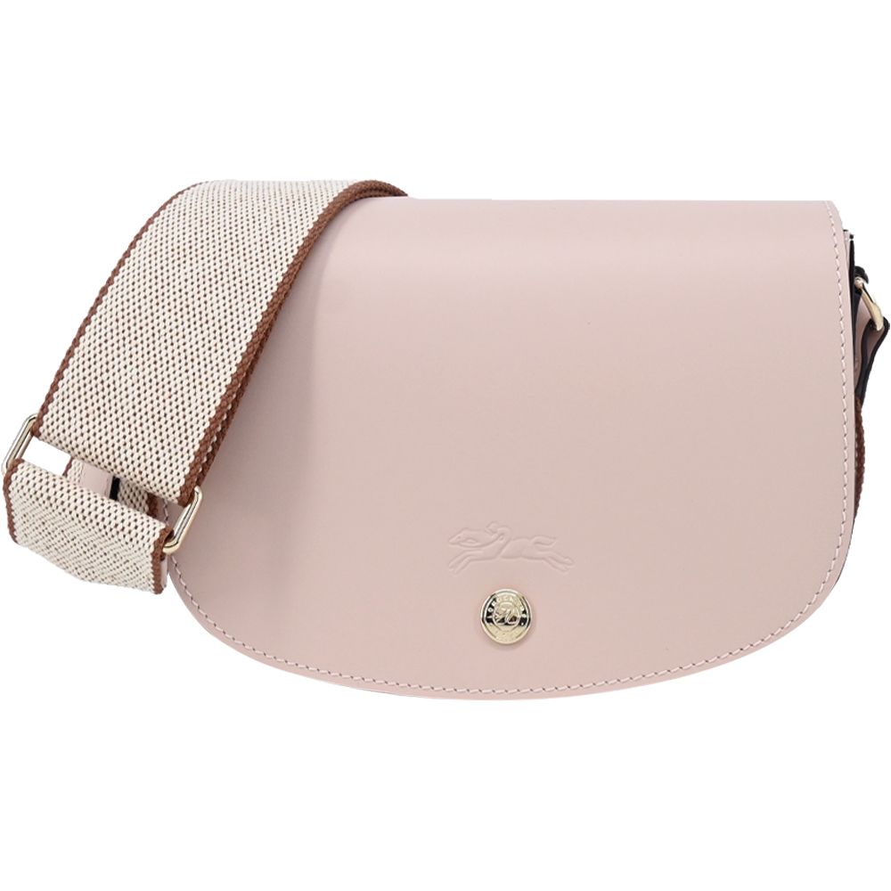 LONGCHAMP ÉPURE系列滑面小牛皮半月型斜背包(小/玫瑰粉)/平行輸入