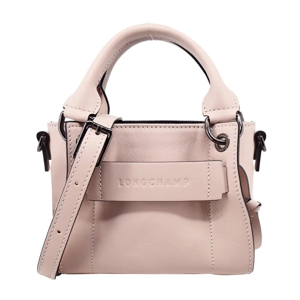LONGCHAMP 3D系列小牛皮手提/斜背兩用包(迷你/花瓣粉)/平行輸入