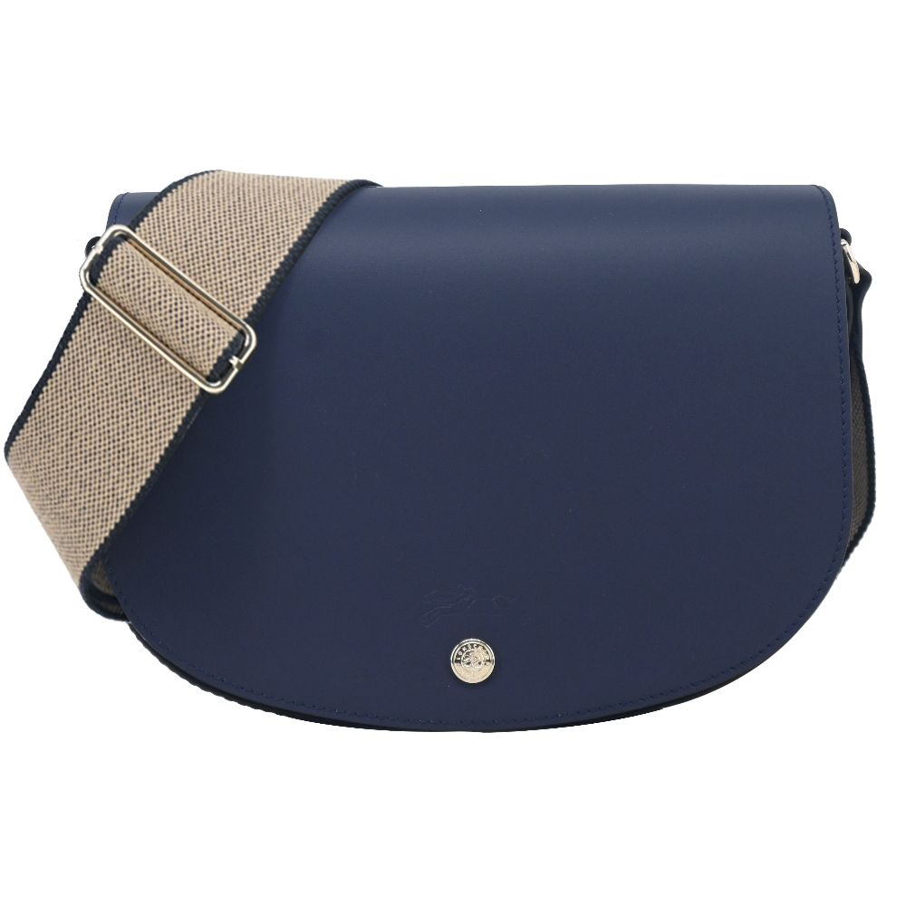 LONGCHAMP ÉPURE系列滑面牛皮半月型斜背包(中/海軍藍)/平行輸入