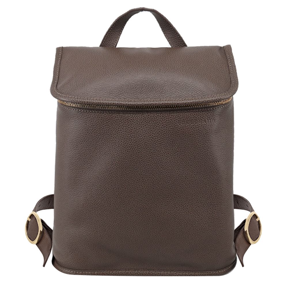 LONGCHAMP LE FOULONNÉ系列牛皮後背包(駝灰)/平行輸入