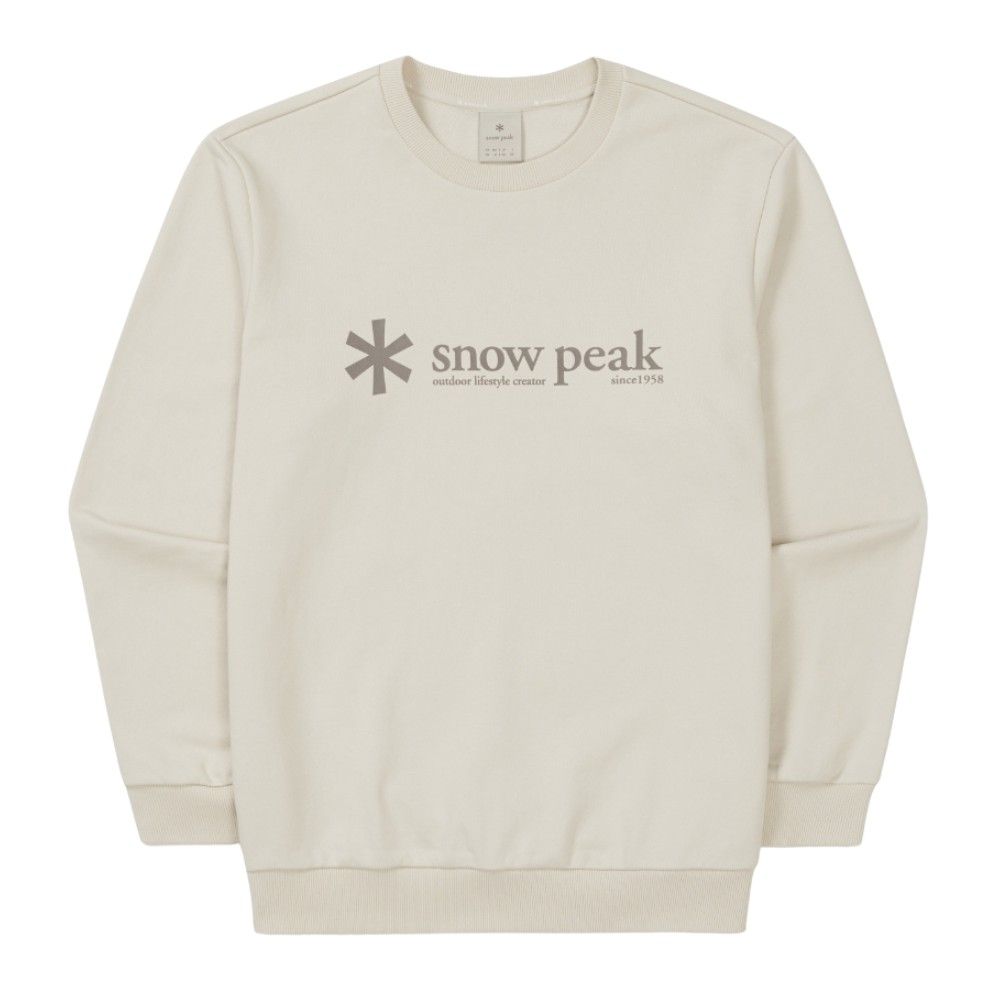 韓國 Snow Peak BIG LOGO SWEATSHIRT 大字Logo圓領大學T 沙米色SandBeige/ 預購 L