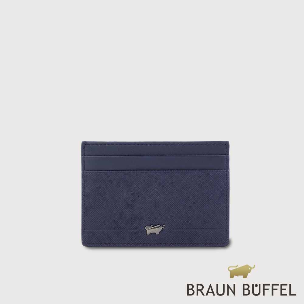 【BRAUN BUFFEL 德國小金牛】台灣總代理 格瑞克-E 4卡卡夾-深藍/BF573-151-DB