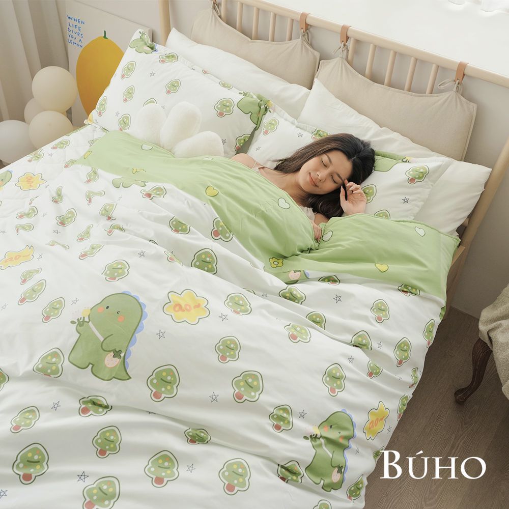 【BUHO布歐】舒柔安眠銀離子抗菌全鋪棉兩用被厚床包組-雙人 / 樹語童夢