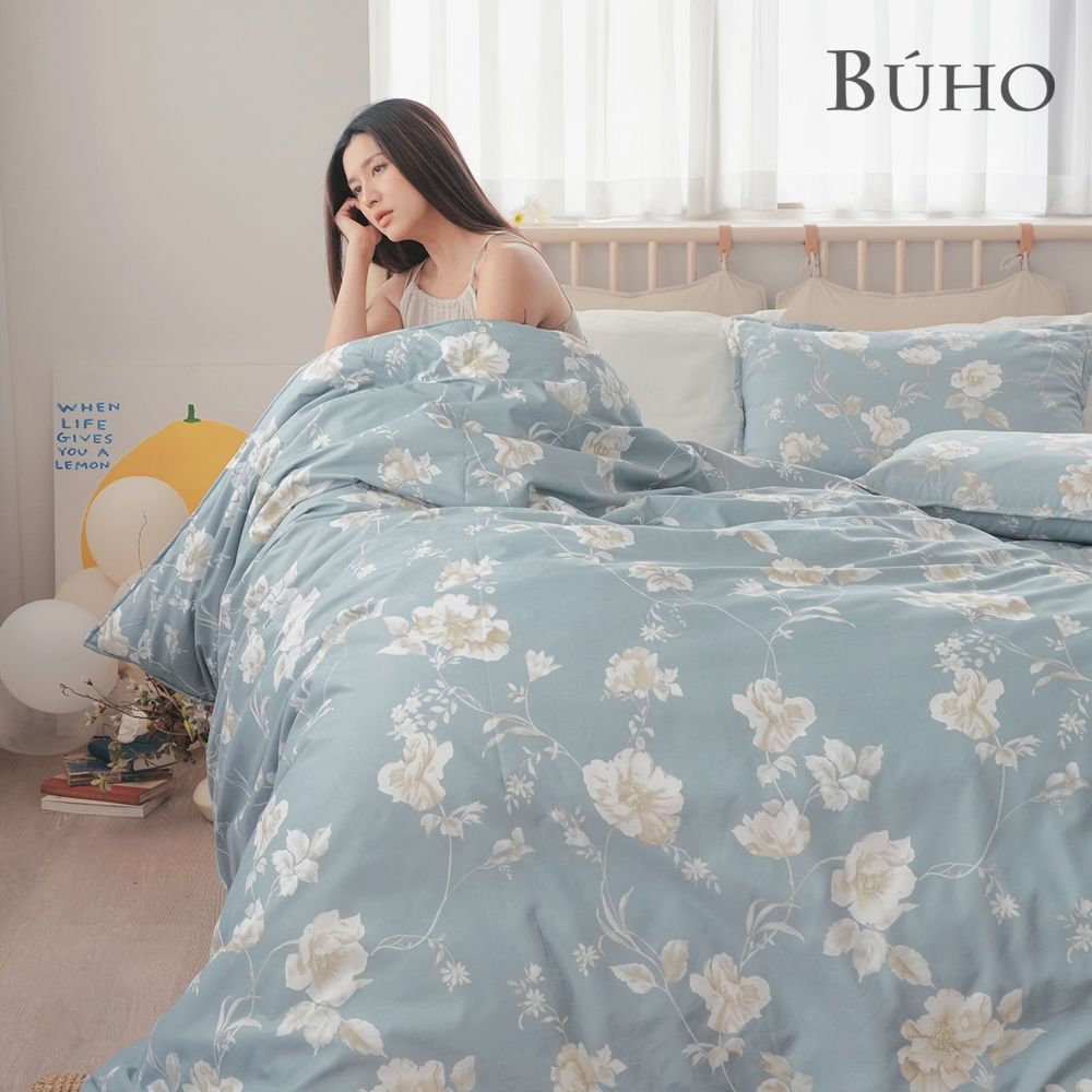 【BUHO布歐】舒柔安眠銀離子抗菌全鋪棉兩用被厚床包組-雙人加大 / 蘊彩花織