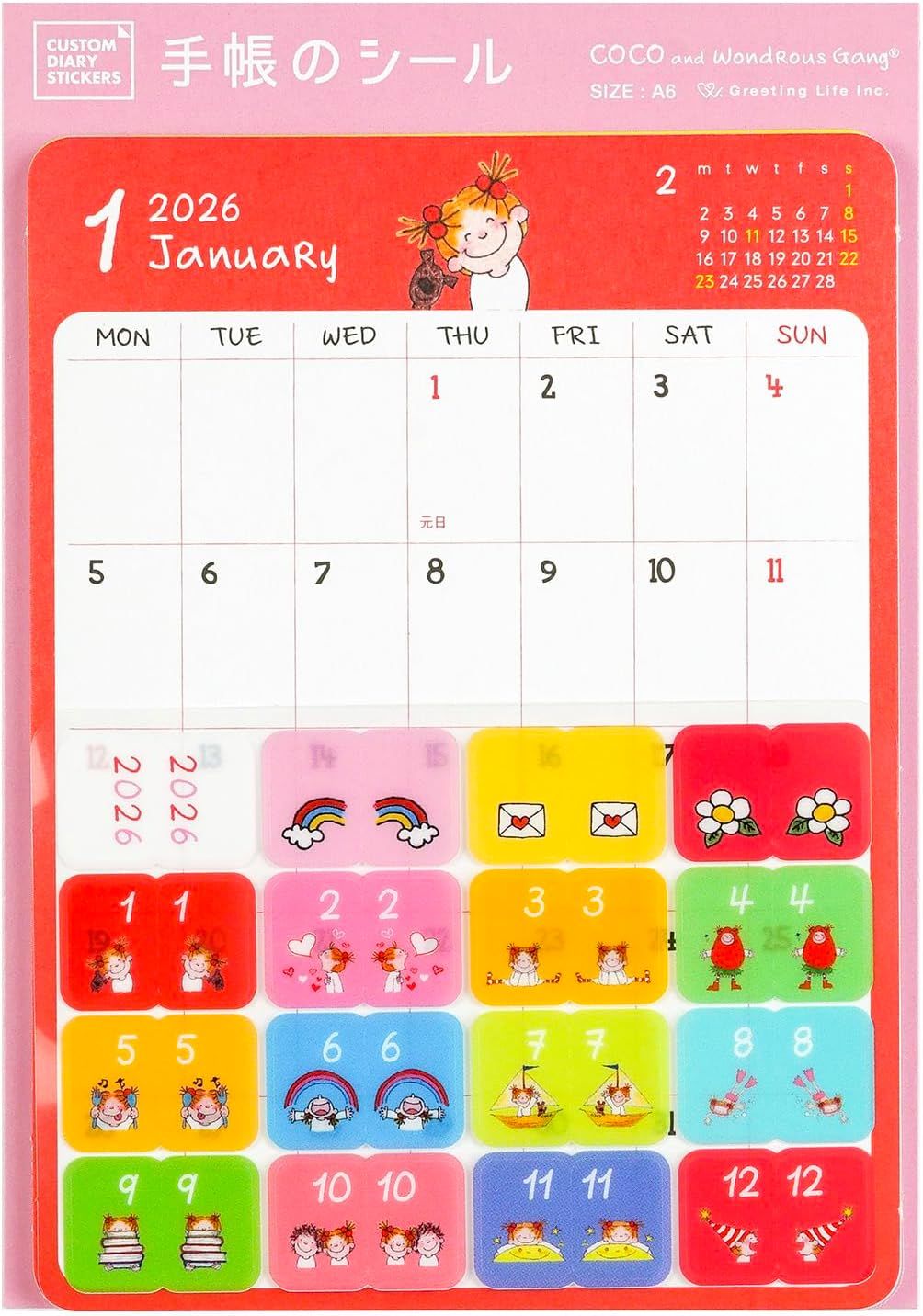2026 日本 Greeting Life Custom 月計畫標籤貼紙/ Coco/ A6