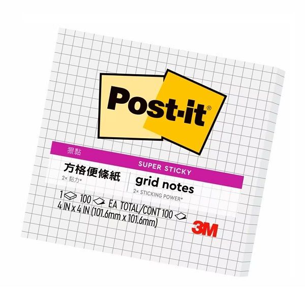 3M 640S-GRID 4"X4"狠黏便條紙/ 白色方格