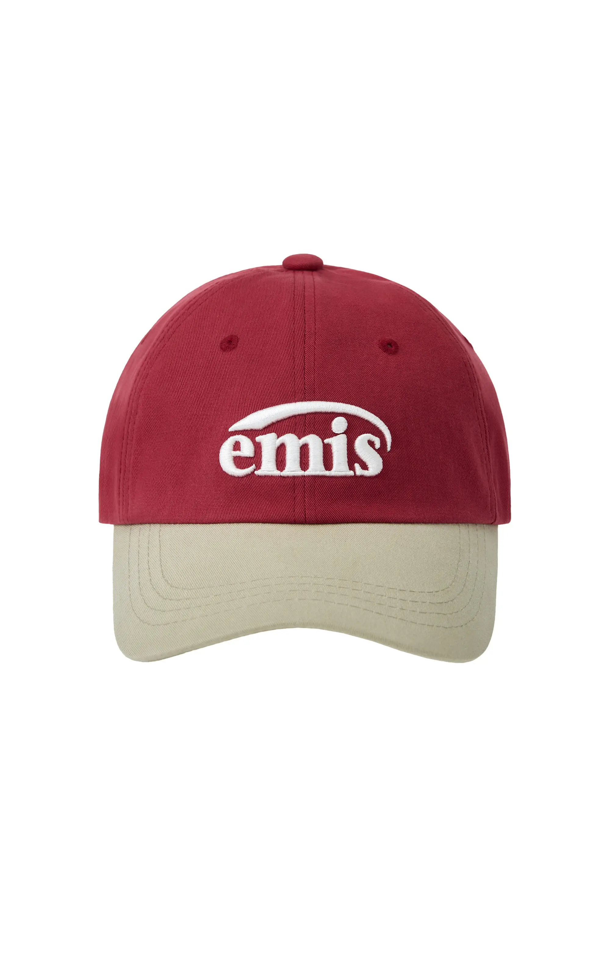 emis NEW LOGO MIX BALL CAP(RENEWAL)經典拼接棒球帽(NMBC)/ 米色/紅色