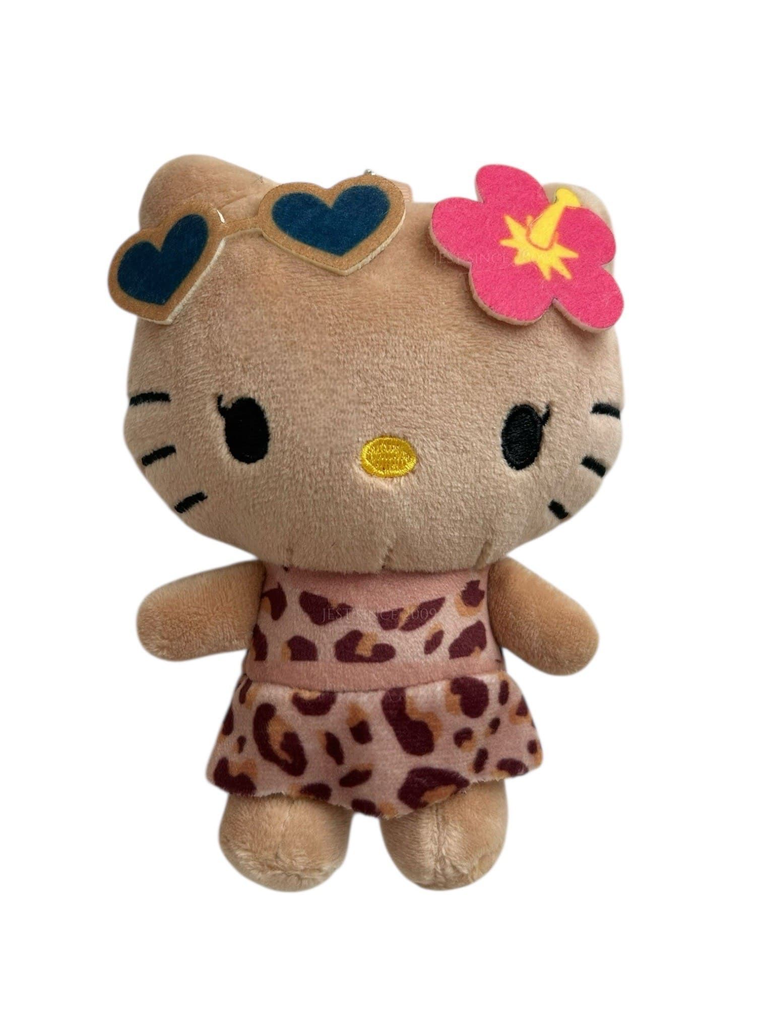 日本限定 黑皮翹睫毛Hello Kitty吊飾(628-6231/棕/豹紋/比基尼/三麗鷗/翹睫毛/鑰匙圈/掛件/平行輸入)