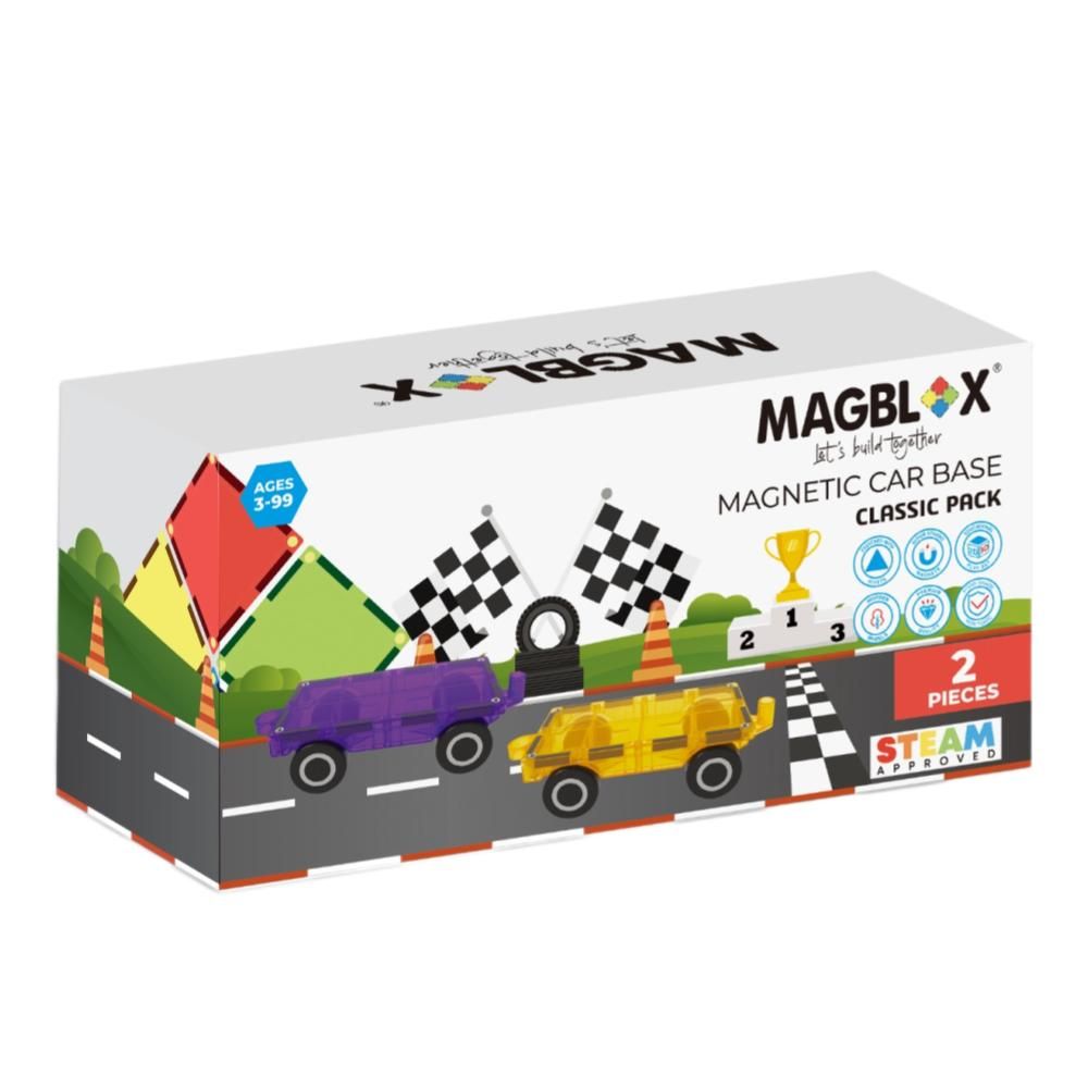 澳洲 Magblox® 美學磁力片/ 2 pcs/ 磁力車車/ 繽紛黃紫/ 共兩款封面隨機出貨