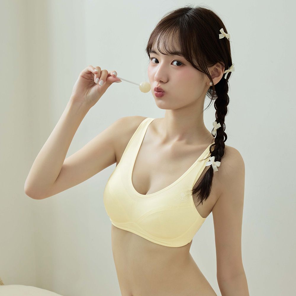 【EASY SHOP】Audrey Junior-竹纖維柔軟抗菌第二階學生型背心式內衣/ S/ 淺蜜黃