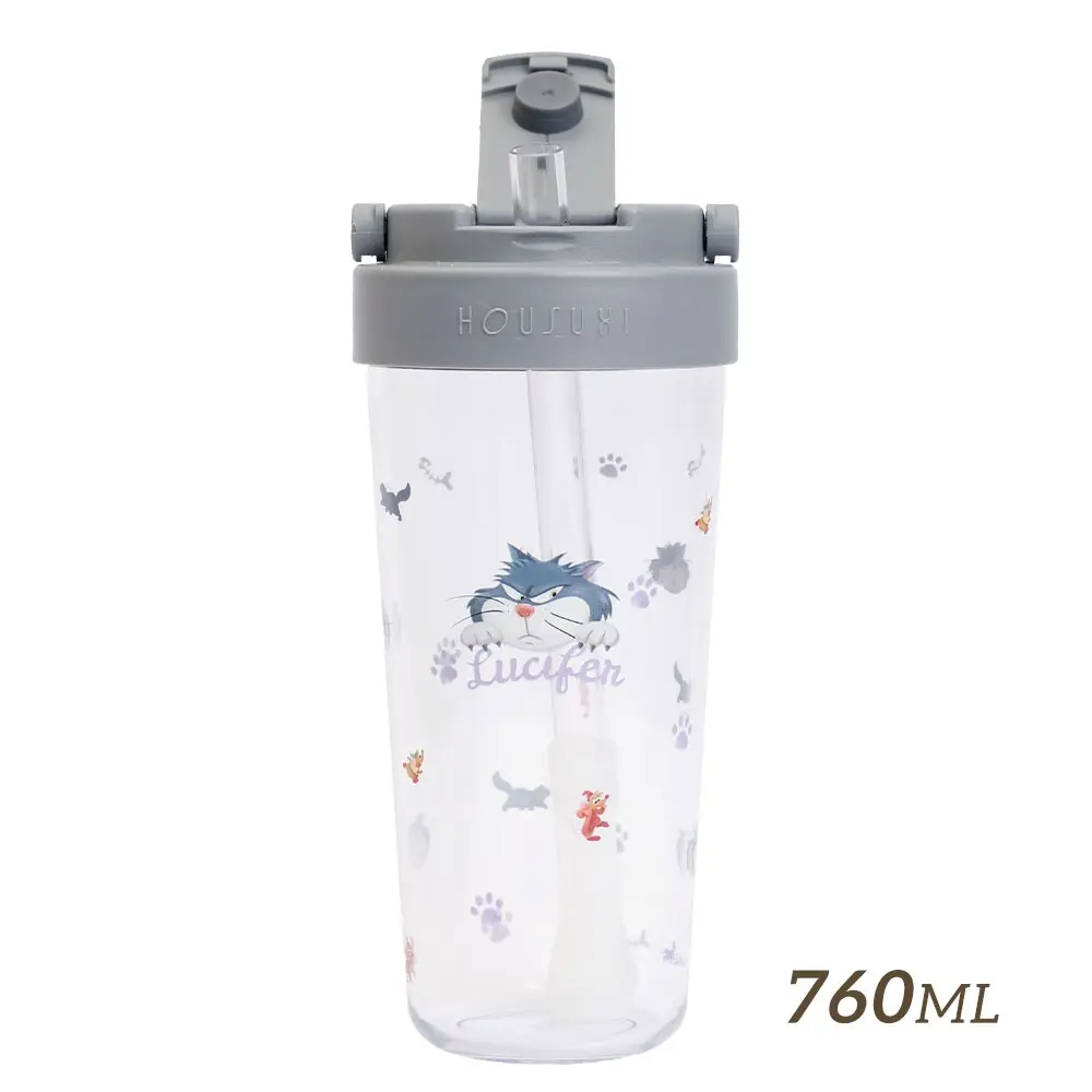 HOUSUXI迪士尼魯斯佛Tritan輕透舒吸杯/ 附彈跳吸管/ 760ml