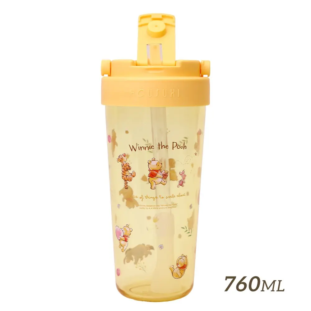 HOUSUXI迪士尼小熊維尼Tritan輕透舒吸杯/ 附彈跳吸管/ 760ml