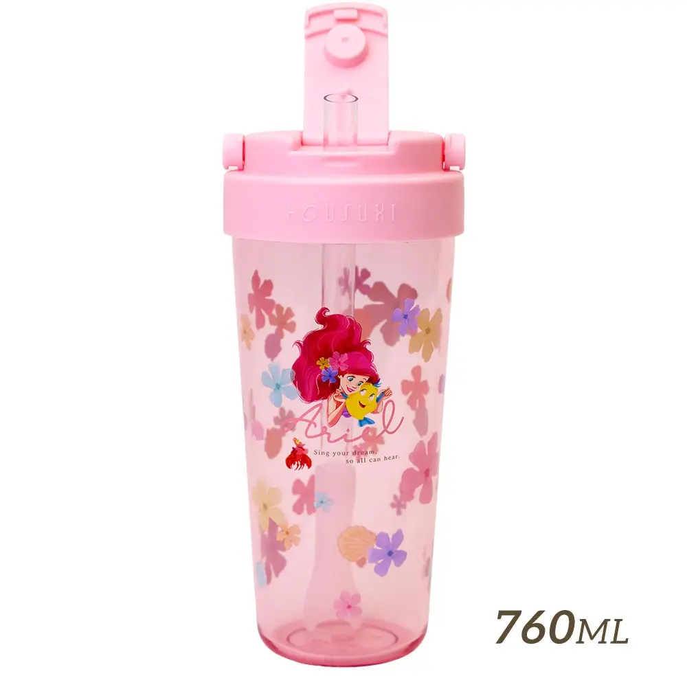 HOUSUXI迪士尼小美人魚Tritan輕透舒吸杯/ 附彈跳吸管/ 760ml