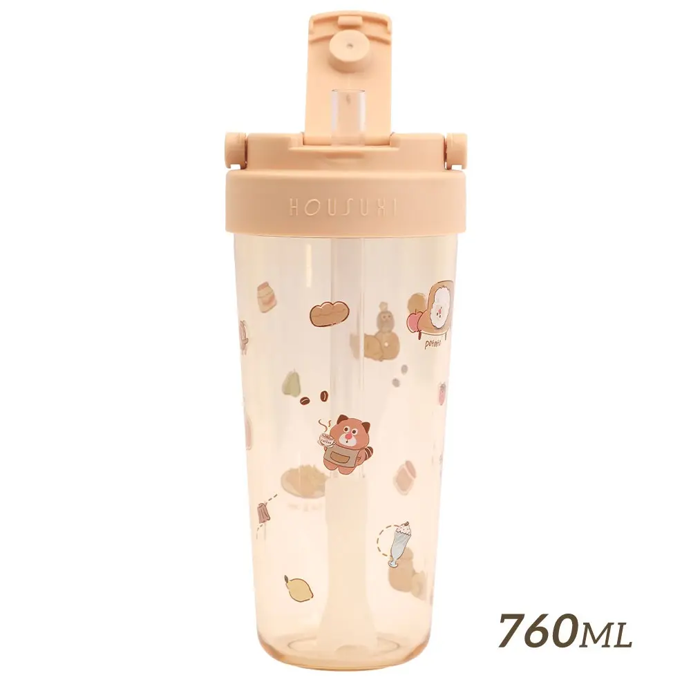 HOUSUXI鬆鬆家族Tritan輕透舒吸杯/ 附彈跳吸管/ 760ml