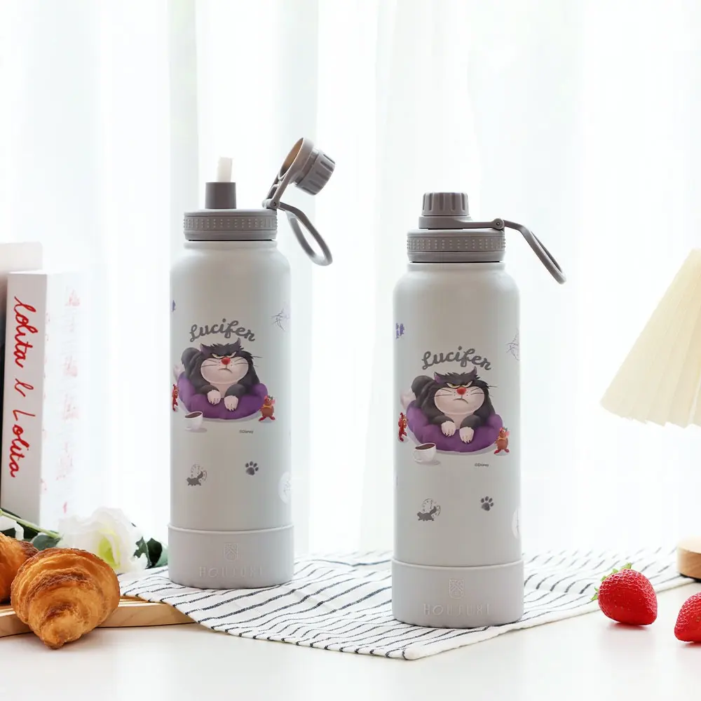 HOUSUXI迪士尼魯斯佛大容量保冷保溫瓶/ 附吸管/ 1200ml