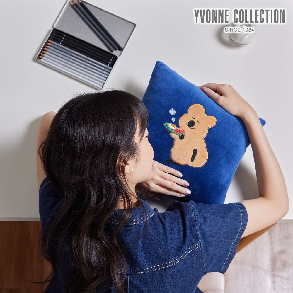 YVONNE COLLECTION DINOTAENG｜早餐方形抱枕(30x30公分)-深藍