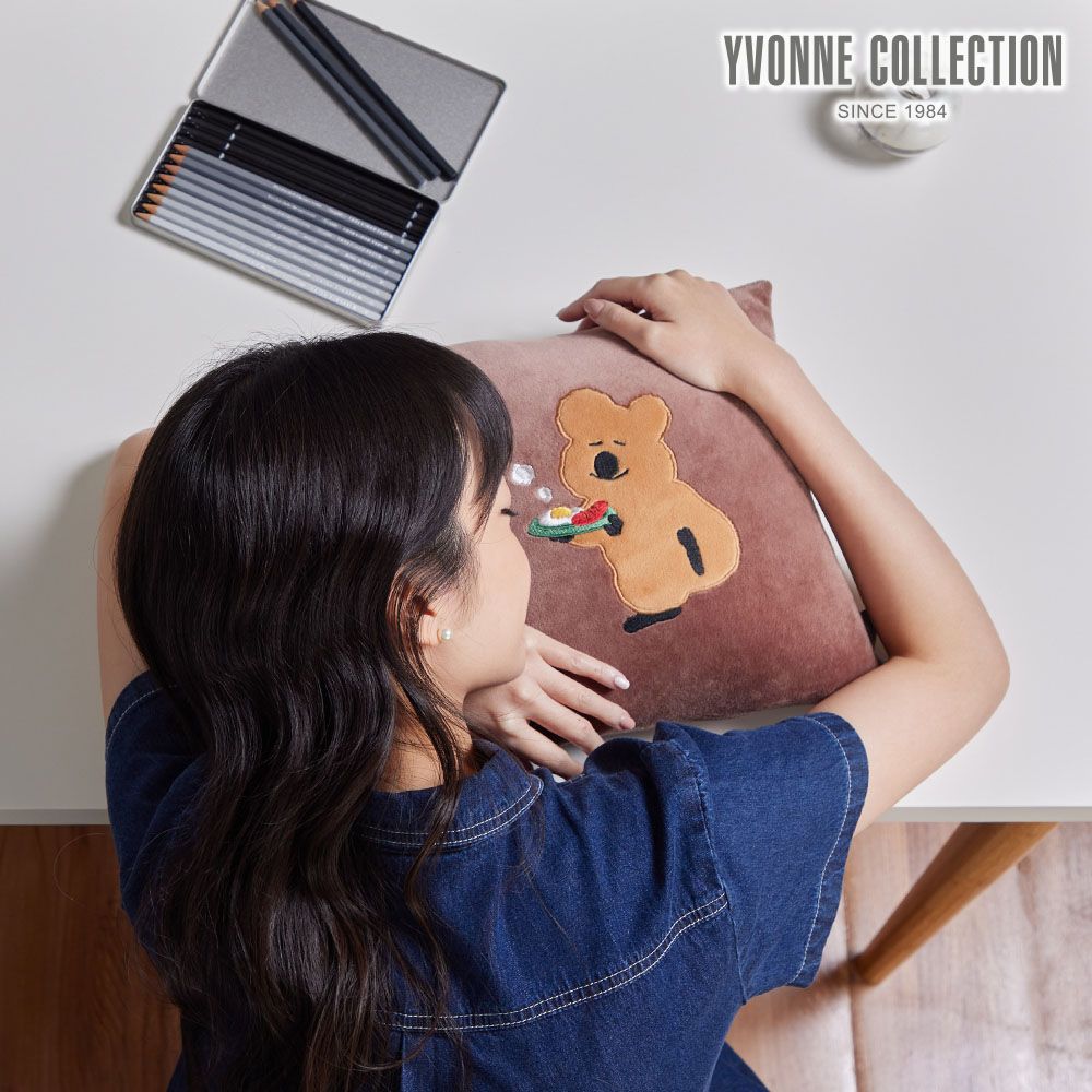 YVONNE COLLECTION DINOTAENG｜早餐方形抱枕(30x30公分)-可可棕