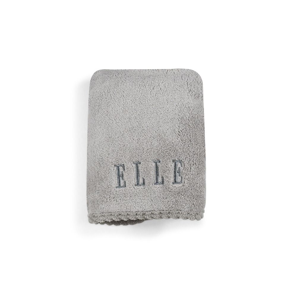 ELLE HOME  超細纖維刺繡毛巾(3件組)/ 霧岩灰