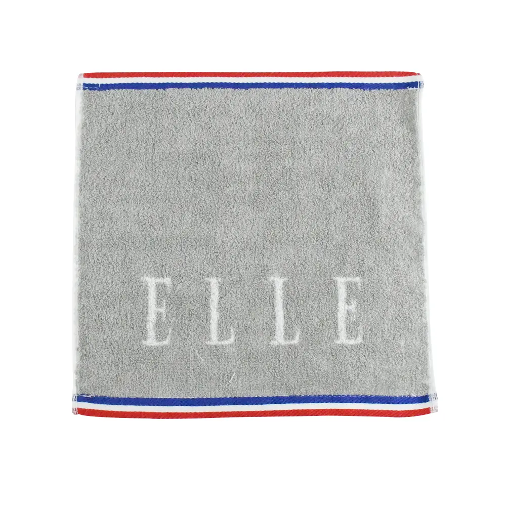 厚實精緻毛圈➤ELLE HOME 純棉素色緹花方巾