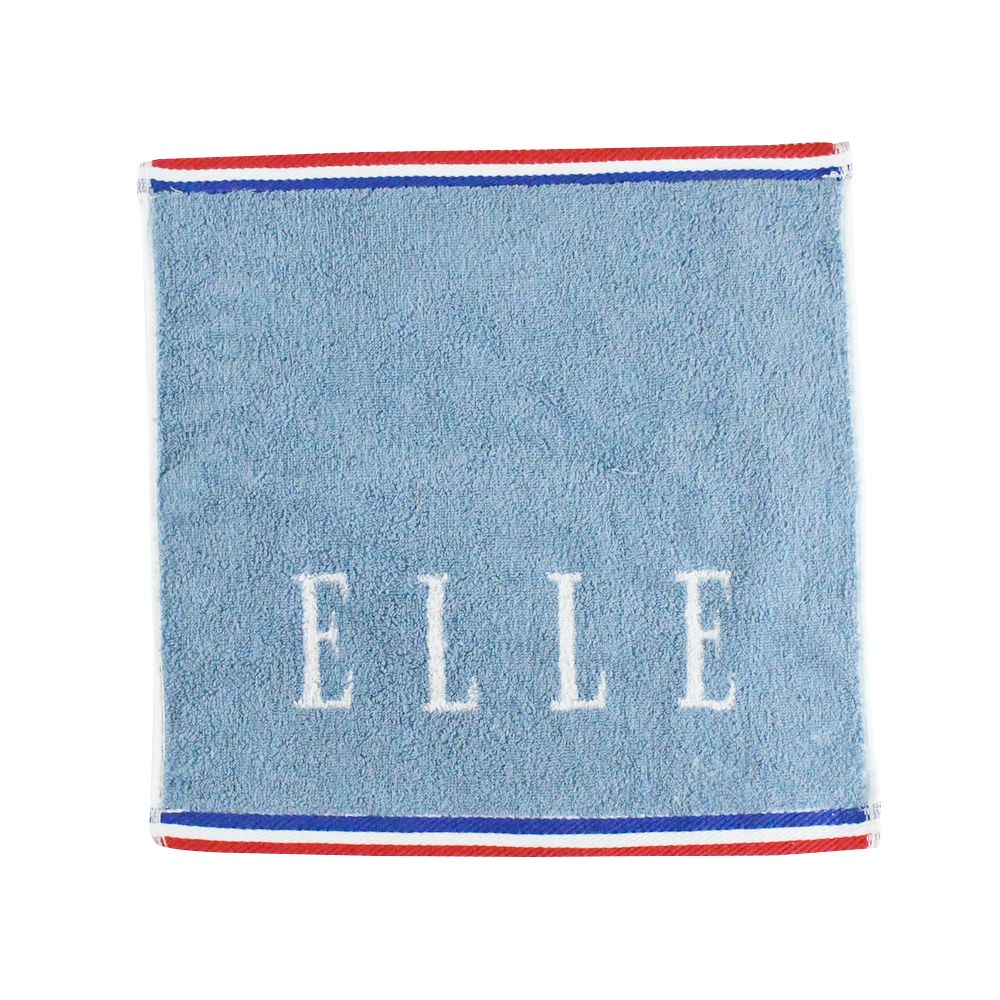 ELLE HOME 法國經典純棉素色緹花方巾(單件)/ 藍色