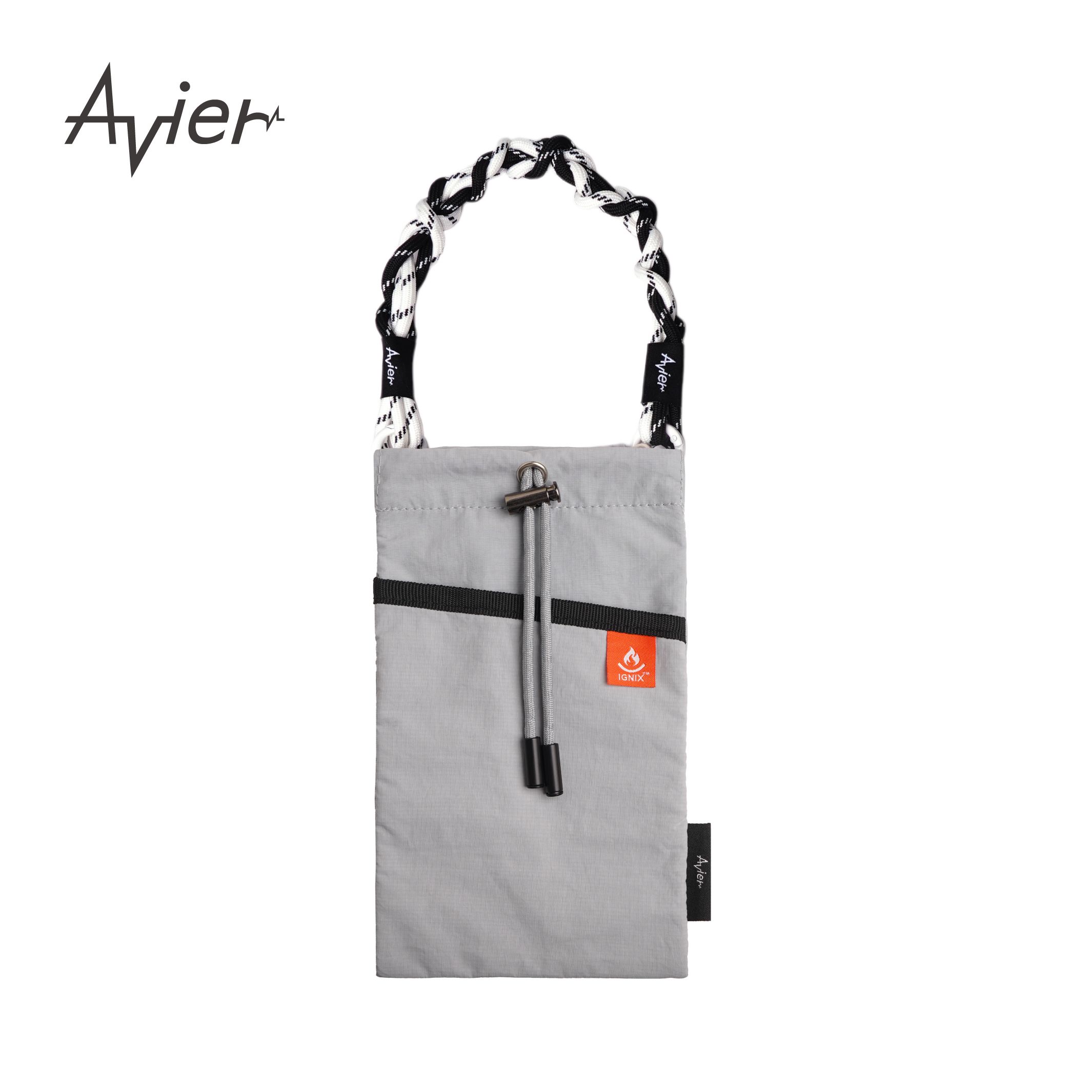 Avier防焰束口袋/ 岩石灰+白黑