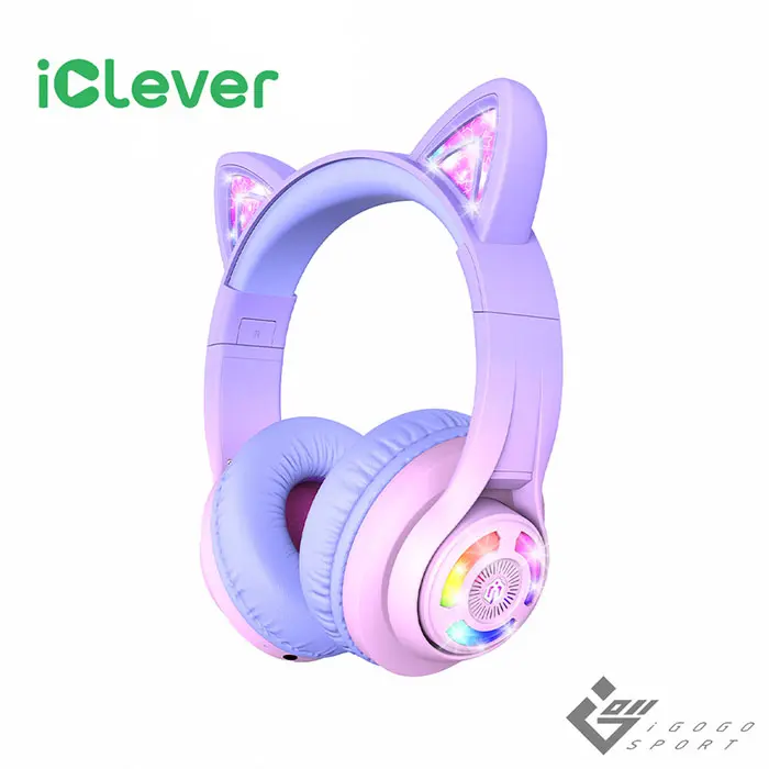 iClever BTH13炫光無線兒童耳機/ 漸層粉