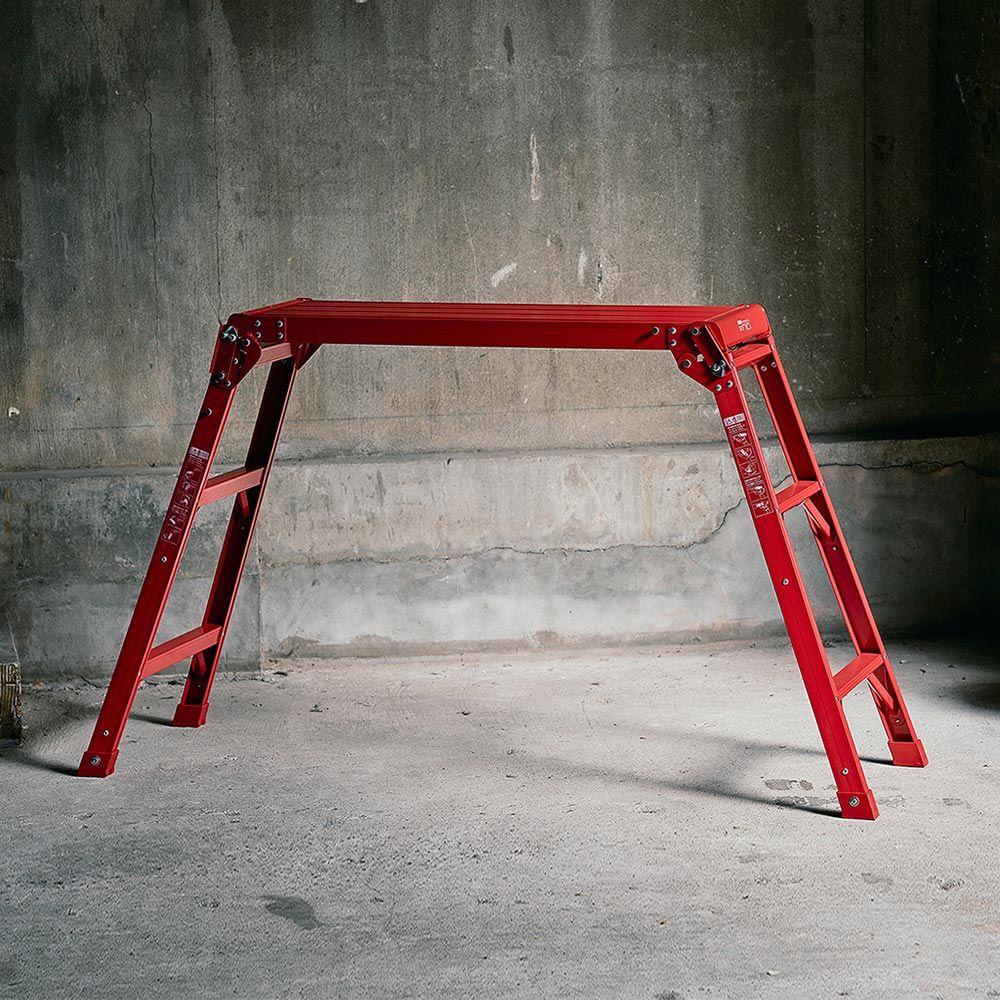日本天馬 輕量鋁合金折疊工作平台/洗車梯(三層)/ 磚紅