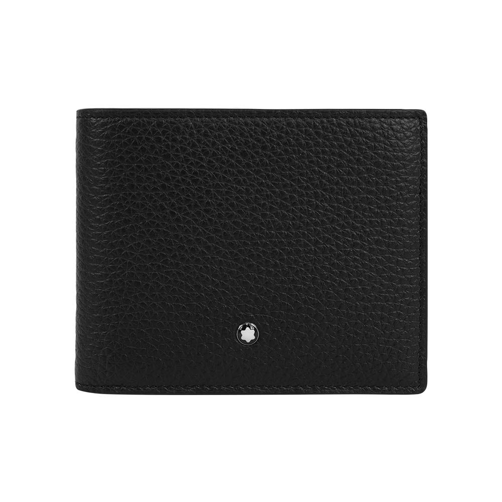【MONT BLANC】粒面牛皮對開6卡短夾(黑色)/ 平行輸入