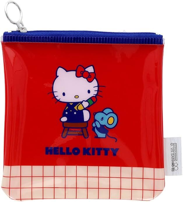 日本 sun-star 三麗鷗 Sanrio Characters 透明方型收納袋/ 復古/ Hello Kitty