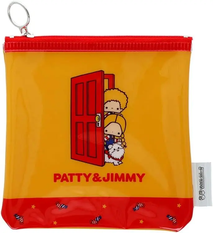 日本 sun-star 三麗鷗 Sanrio Characters 透明方型收納袋/ 復古/ Patty and Jimmy