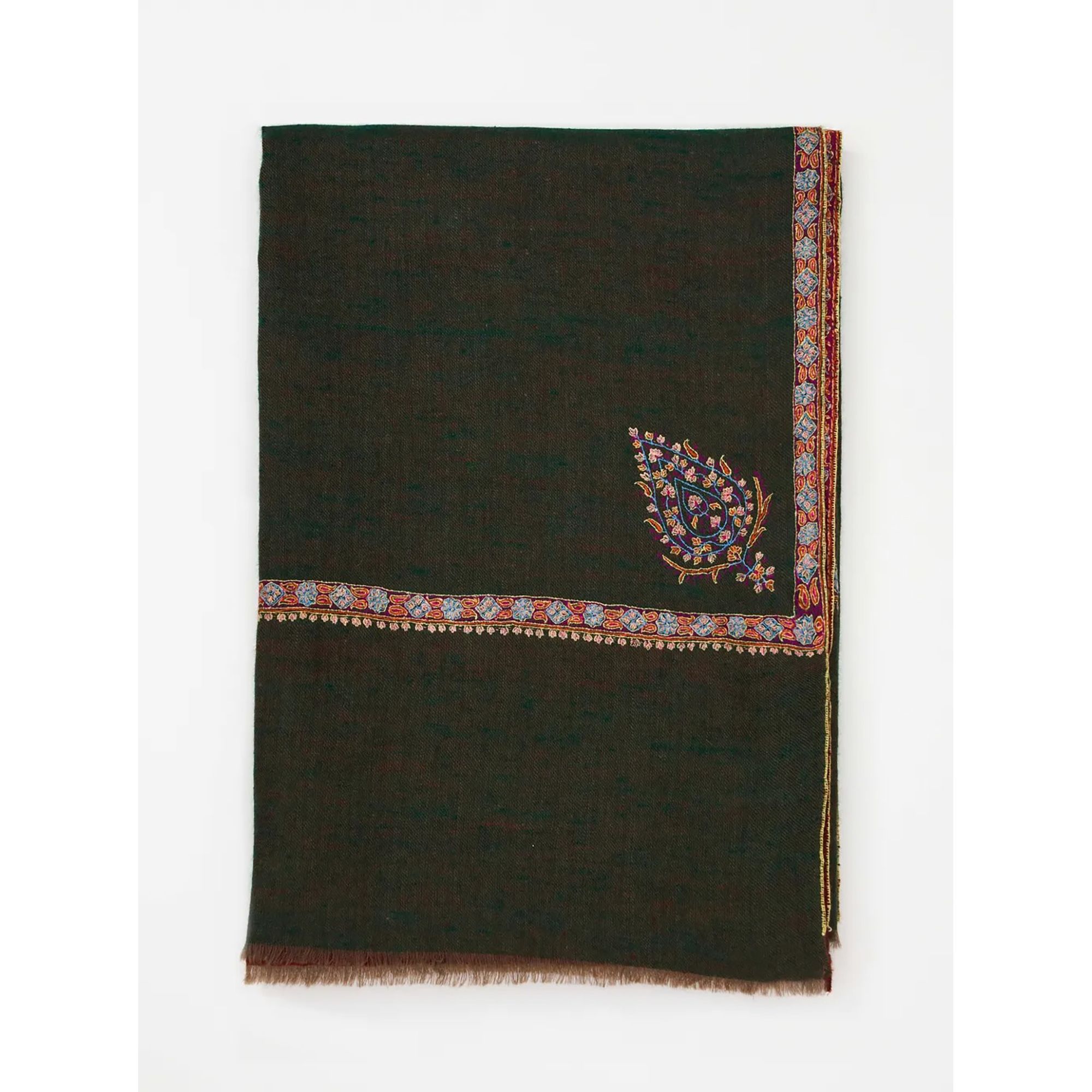 《Bala Shawls》Hand Embroidered Jaali Pashmina 紅綠雙面色手工刺繡披肩