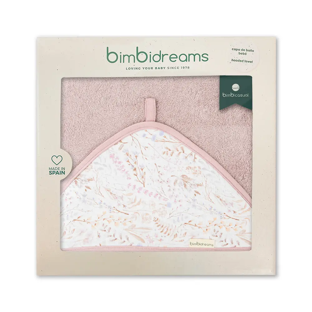 【Bimbidreams】竹纖維掛勾連帽浴巾禮盒 100x100cm/ 粉紫碎花