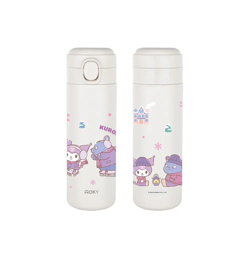 WOKY沃廚 x SANRIO輕芯鈦瓷彈蓋保溫瓶/ 450ml/ 聖誕快樂/ 酷洛米/ 白