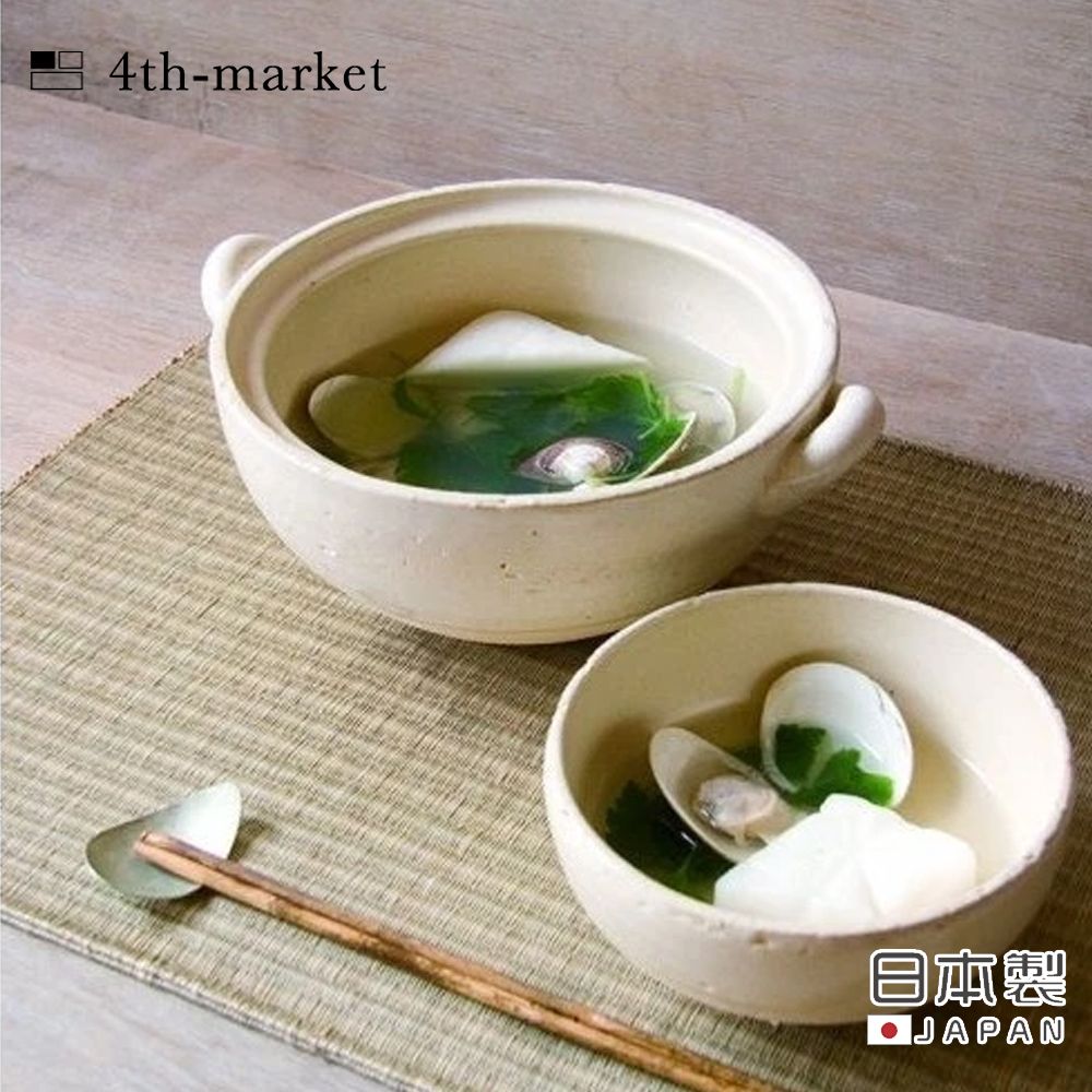 【4TH MARKET】日本製5號Coseru陶鍋｜湯鍋 1000ml (三色)/ 白色