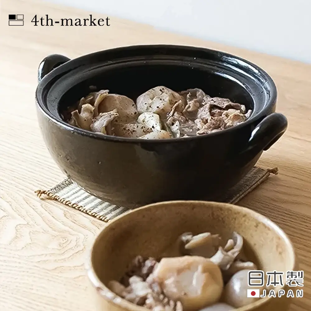 【4TH MARKET】日本製5號Coseru陶鍋｜湯鍋 1000ml (三色)/ 黑色