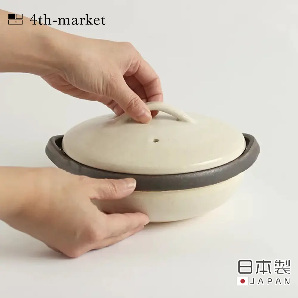 【4TH MARKET】日本製 6號燉煮湯鍋｜土鍋 800ml (兩色)/ 白色