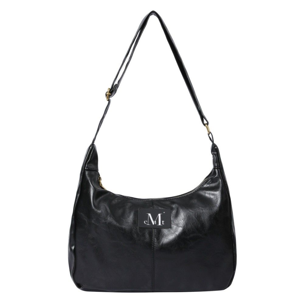 韓國 MUCENT MERIN GOLD LINE LEATHER SHOULDER BAG 極簡金飾質感肩背包 黑色Black