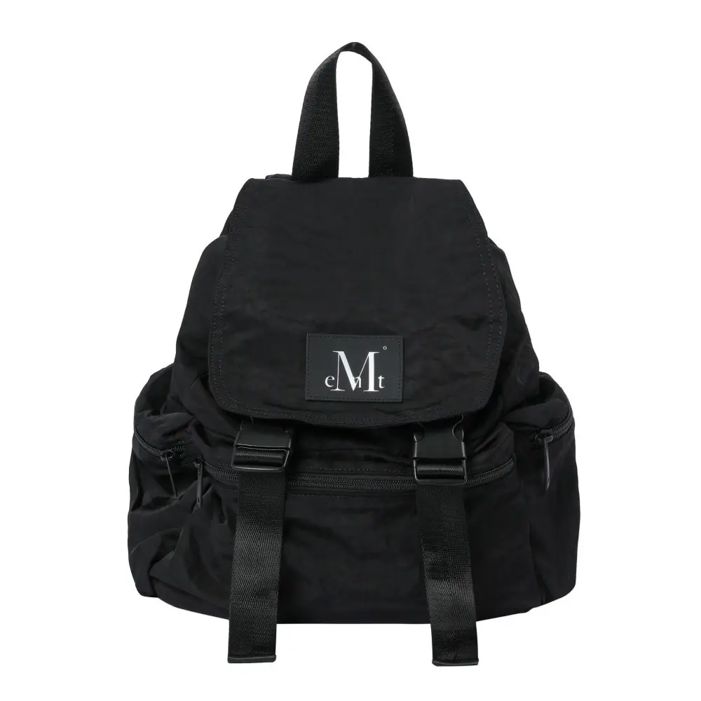韓國 MUCENT BAY 2 BUCKLE STRING NYLON BACKPACK 雙扣抽繩尼龍後背包 黑色Black