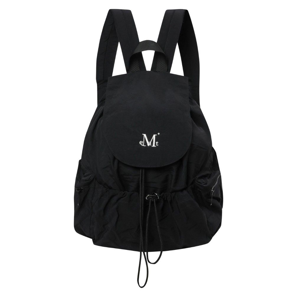 韓國 MUCENT TEENS BACK PACK UNISEX 休閒抽繩雙口袋後背包 黑色Black
