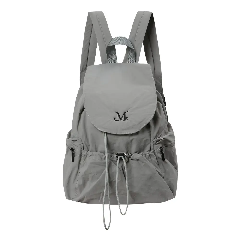 韓國 MUCENT TEENS BACK PACK UNISEX 休閒抽繩雙口袋後背包 灰色Gray