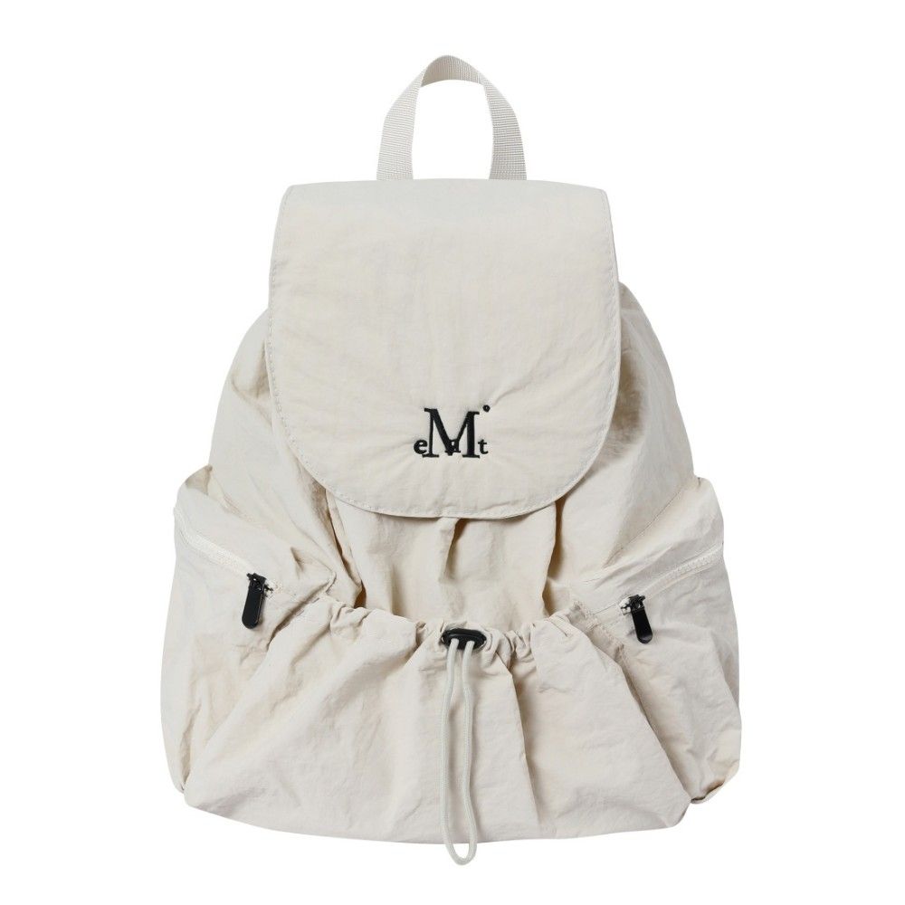 韓國 MUCENT TEENS BACK PACK UNISEX 休閒抽繩雙口袋後背包 象牙白Ivory