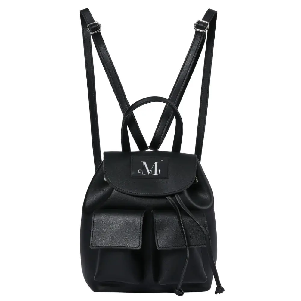 韓國 MUCENT AREN TWO POCKET LEATHER MINI BACKPACK UNISEX 中性迷你雙口袋後背包 黑色Black