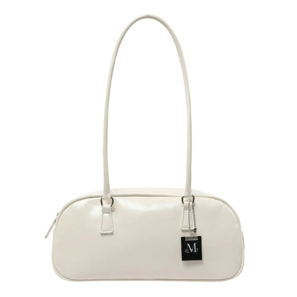 韓國 MUCENT ROMA CRACK KEYRING BOWLING BAG 皺褶紋理附吊飾保齡球包 象牙白Ivory