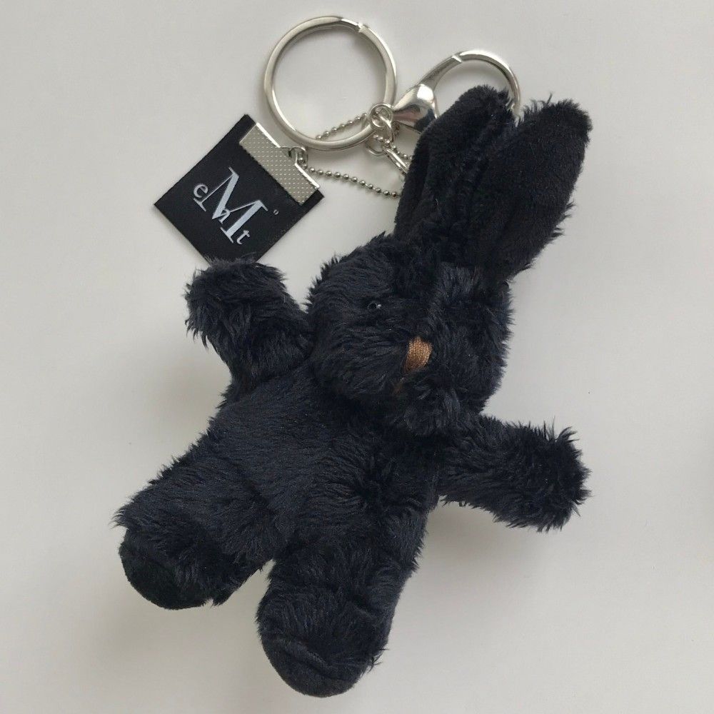 韓國 MUCENT SIGNATURE KEY RING 招牌絨毛吊飾鑰匙圈 黑色兔兔BunnyBlack