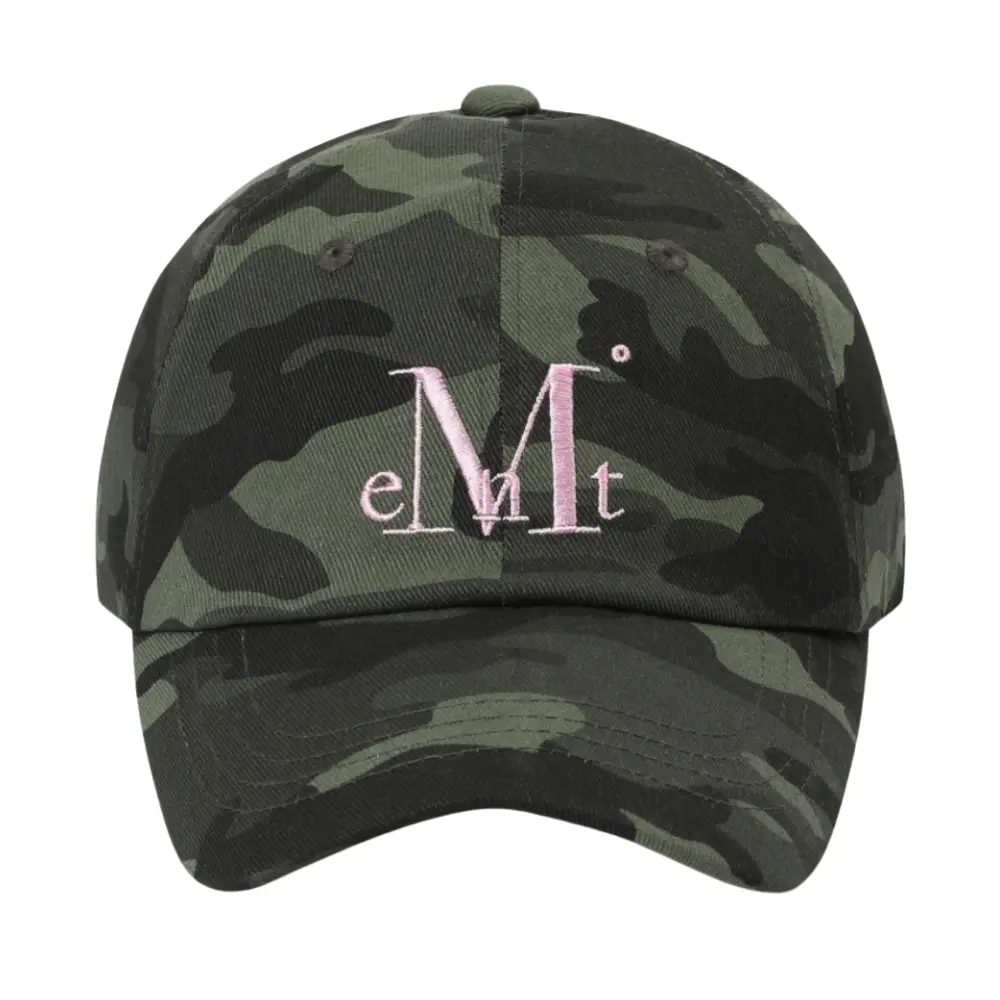 韓國 MUCENT SIGNATURE BALL CAP 經典素色百搭棒球帽 卡其迷彩×嬰兒粉Logo Camo Khaki - Baby Pink