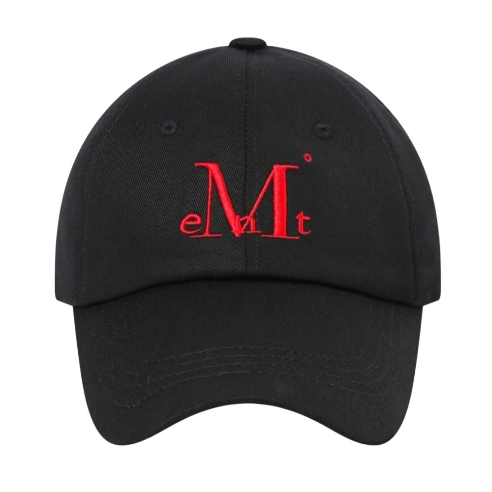 韓國 MUCENT SIGNATURE BALL CAP 經典素色百搭棒球帽 黑色紅Logo Black(Red Logo)